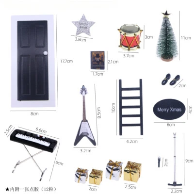 1Set 1:12 Scale Dollhouse Miniatures Rock Guitar Keyboard Accessories Music Room - Image 1 of 4