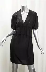 Vestido corto STELLA MCCARTNEY para mujer negro seda cuello en V manga corta por encima de la rodilla 38 - Imagen 1 de 7