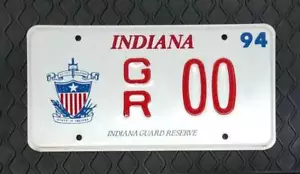 1994 Indiana Military Department Reserve Guard Vanity License Plate GR 00 - Mint - Picture 1 of 2