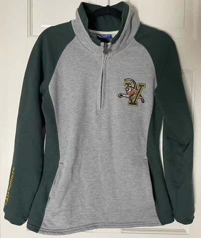 UVM Catamounts Women MD 1/4 Zip Champion Sweatshirt Gray Green University of VT Cover