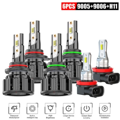 9005 9006 H11 Combo Faros LED Kit de Luces Antiniebla Bombillas de haz alto bajo Super Blanco Foto 1 de 4
