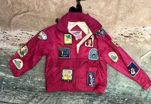 Vintage Y2K 90’s Current Seen Windbreaker Jacket Girl Scout Brownies Patches 7 8 - Picture 1 of 6