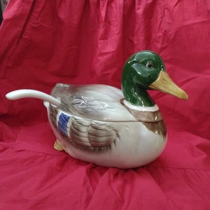 VINTAGE OTAGIRI KERAMIK STOCKENTE DECKELTERRINE mit KELLE 1981 - Bild 1 von 12