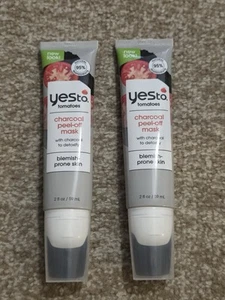 NEW 2 x Yes To Tomatoes Charcoal Peel Off Face Mask 59ml Each Blemish Prone Skin - Picture 1 of 2