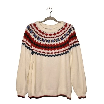 LANE BRYANT NUEVO $60 Fair Isle Suéter Tejido Rojo Crema Pullover Nórdico 14/16 Foto 1 de 3