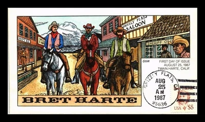 US COVER BRET HARTE $5 FDC SCOTT 2196 HAND CANCEL COLLINS HAND PAINTED - Image 1 of 2