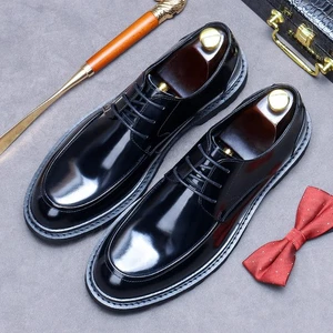 Herren Glänzend Echtleder Business Freizeit Schuhe Britisch Elegant Schuhe Übergröße - Bild 1 von 9