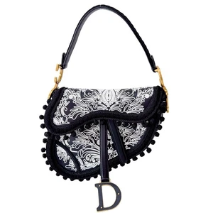 DIOR seltene schwarze Leder Umhängetasche bestickt - Bild 1 von 21