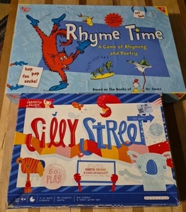 2 Children's Board Games Silly Street and Rhyme Time Educational Fun READ - Picture 1 of 16