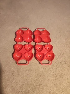 Jello Jigglers 2x Mold 4 Hearts Ea Jello Shots Red Valentine Hearts Smooth Rare - Picture 1 of 3