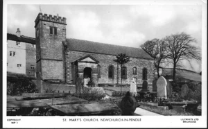 Newchurch-in-Pendle, Lancashire - St Marys Church -RP Lilywhite postcard c.1960s - Picture 1 of 2