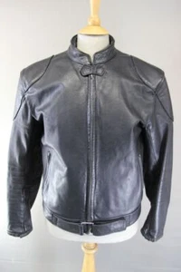 CHAQUETA MOTERA VINTAGE DORMEUIL INGLATERRA CLÁSICA CUERO NEGRO 40 PULGADAS PECHO/MEDIANA - Imagen 1 de 9