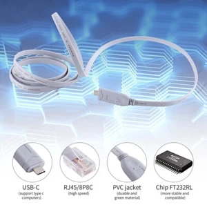 1.8M USB Type C to RJ45 Console Cable with FTDI-FT232R Chip For Fortigate - Afbeelding 1 van 7