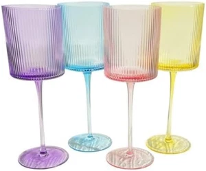 Square Wine Glasses Set of 4, 14.8Oz White or Red Wine Glasses, Colored Crystal - Picture 1 of 7