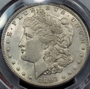 1893 $1 Morgan Silver Dollar PCGS AU53 Blazing Luster Undergraded KEY DATE *J304 - Picture 1 of 5