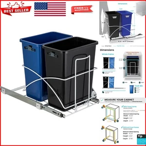 Dual Compartment 15 Gallon Pull-Out Kitchen Trash Bin for Organized Recycling - Picture 1 of 8