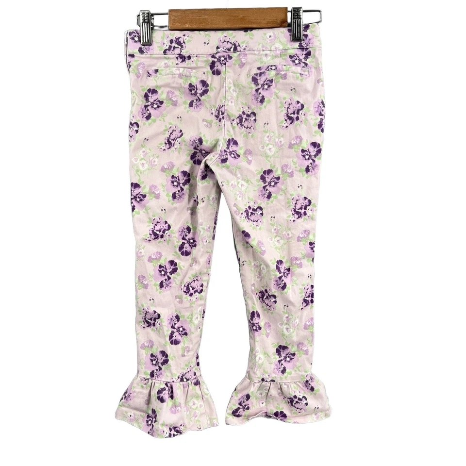 Pantalones Janie and Jack Niñas Rosa Púrpura Floral Volantes Dobladillo Talla 8 Cintura Ajustable Foto 1 de 4