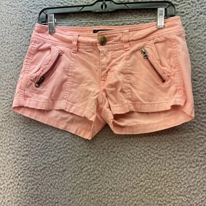 American Eagle Outfitters Stretch Shorts Neon Orange Girls Size 2 Cotton Spandex - Picture 1 of 13