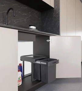 Pattumiera Estraibile 97A-2AR – 2 Secchi da 8 Litri | Totale 16L, Colore Ardesia - Foto 1 di 4