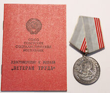 Soviet USSR Russia medal with award doc Veteran of Labor