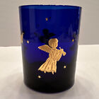 (1) CULVER Cobalt Blue Glass with Gold Angles & Stars Double Old Fashion Glass