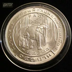 THAILAND, 150 BAHT 1977, ELEFANTEN, SILBER, BANKFRISCH. - Bild 1 von 2