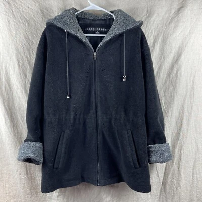 Abrigo Fleet Street para mujer negro polar manga larga cremallera completa con capucha talla pequeña Foto 1 de 4