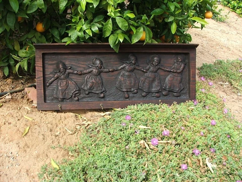 Rare Antique Early 1900s Solid Oak Coat, Hat Rack, Hand Carved Dutch Girls! Cover