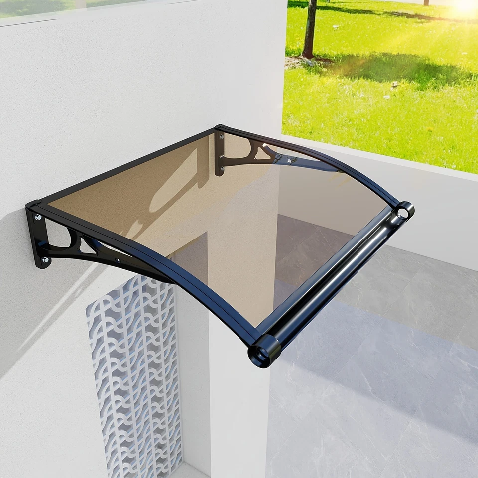 GUANSU-CN Awning for Window Door Canopy with Aluminum Bracket Gutter Polycarbonate Board