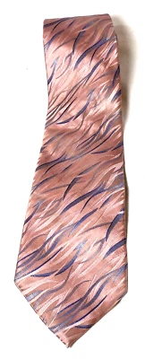 Vintage Pierre Cardin All Silk Pink Wavy Pattern Necktie 4" Wide - Image 1 of 4