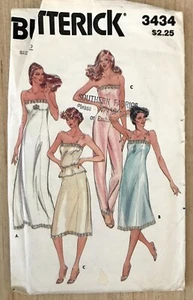 Butterick 3434 Women's Vintage Lingerie Nighty Nightgown Pattern Size 12 Uncut - Picture 1 of 2