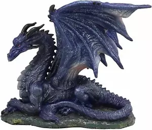 Fantasy Midnight Dragon Resting Beneath The Moon Figurine Dream Weaver Sculpture - Picture 1 of 5