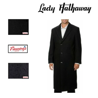 Hathaway Platinum Men's Wool & Cashmere Italian Long Peacoat I52 - Image 1 of 3