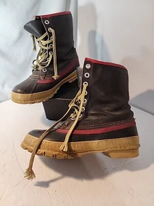 VTG Men's Steel Shank Sz8 Wool Lined Lace Up 100% Waterproof Duck Boots Boot   - Picture 1 of 11