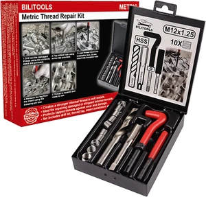 BILITOOLS M12X1.25 Thread Repair Kit, HSS Drill Helicoil Repair Kit Metric - Picture 1 of 12