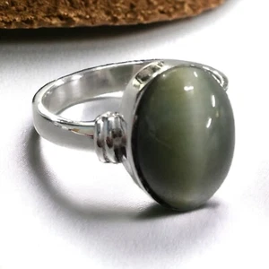 Anello regalo fatto a mano argento sterling 925 best seller unico occhio di gatto anello pietra preziosa - Foto 1 di 8