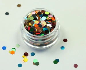 HEX Shape 1 . 8" Nail Art Glitter Summer 15 COLOURS Glitter flakes festival UK - Picture 1 of 59