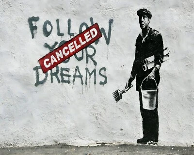 Fotografia fotográfica impressa 8 x 10 Banksy Follow Your Dreams graffiti art - Imagem 1 de 3