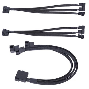3Pcs Molex 4Pin to 3 Way 3Pin/4Pin Computer Power Fan Splitter Adapter Cable 12V - Picture 1 of 7