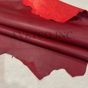 Avetco 2oz Soft Lamb Nappa Leather Hide – Economy Grade C Deep Red Sheep Skin - Picture 1 of 4