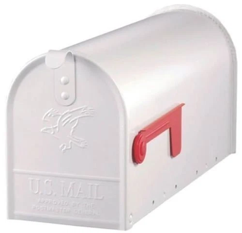 NEW SOLAR E1100W00 WHITE HEAVY DUTY METAL STANDARD RURAL MAILBOX USA  0143354 - Image 1 of 1