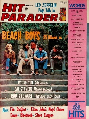 Hit Parader March 1972 Beach Boys Led Zeppelin Jethro Tull Cat Stevens Bloodrock - Image 1 of 4