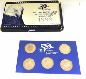 1999 US Mint 50 State Quarters Proof Set - S Proof- COA-1st 5 States- In Box - Picture 1 of 2