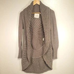 Cardigan Antropologia Angelo del Nord Donna S Grigio/Marrone Collo Cappuccio - Foto 1 di 9