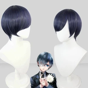 Ciel Black Butler Cosplay Wig Short Hair Anime Wig Synthetic Fiber - Picture 1 of 9