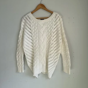 Express Damen kuscheliger elfenbeinfarbener Zopfmuster Pullover Größe Small Oversize Y2K Herbst Freizeit - Bild 1 von 11