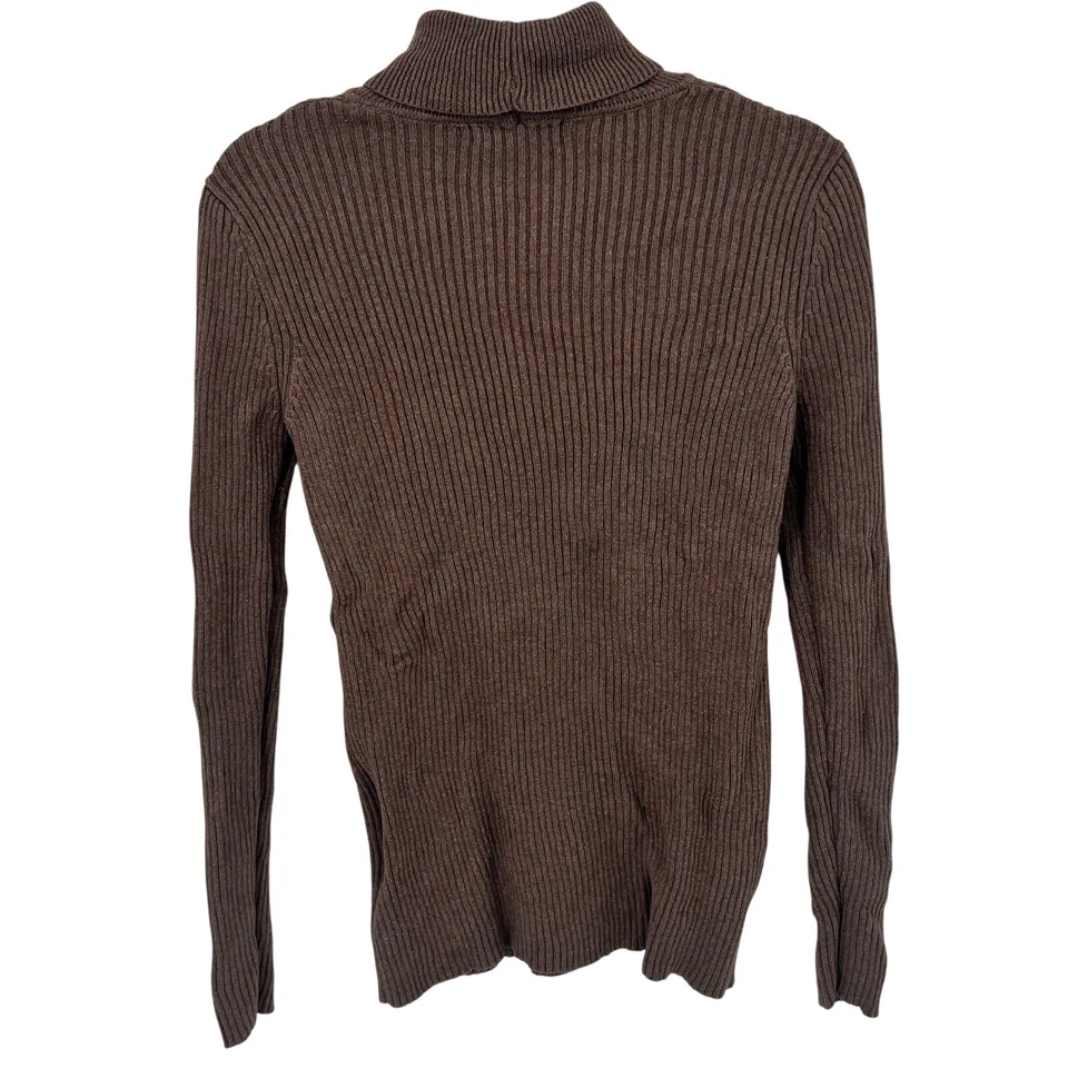 Relativity Taupe Brown 100% Cotton Turtleneck Knit Sweater L - Image 1 of 4