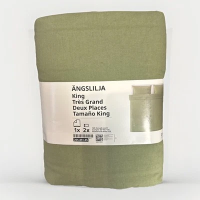 Ikea ANGSLILJA -King Cover w/2 Pillowcases Bed Set - Light Beige Green NEW - Image 1 of 3