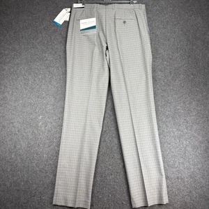 Perry Ellis Portfolio Mens Slim Fit Gray Plaid Dress Pants 34x34 NWT - Picture 1 of 8