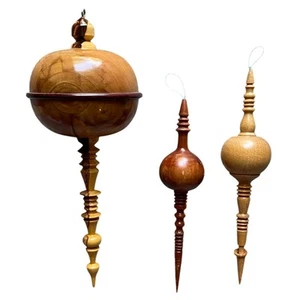 Handgedrechselt Weihnachten Alte Welt Charm Holz Eiszapfen Ornamente 3er Set - Bild 1 von 10
